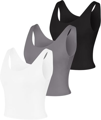 Hanes Womens Tank Pack, 3-Pack, Cooldri Crop Tank Top with Built-in Shelf Bra, Moisture-Wicking in Kuwait