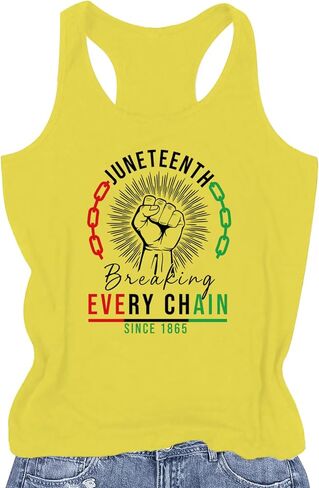 Womens Juneteenth Tank Top Breaking Every Chain Sleeveless Shirt Since 1865 Vest Tee Freedom Tops in Saudi Arabia
