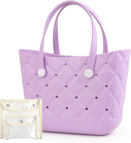 EVA Beach Bag for Women, Waterproof Rubber Beach Bag, Sandproof Pool Bag with 2 Pouches in Saudi Arabia