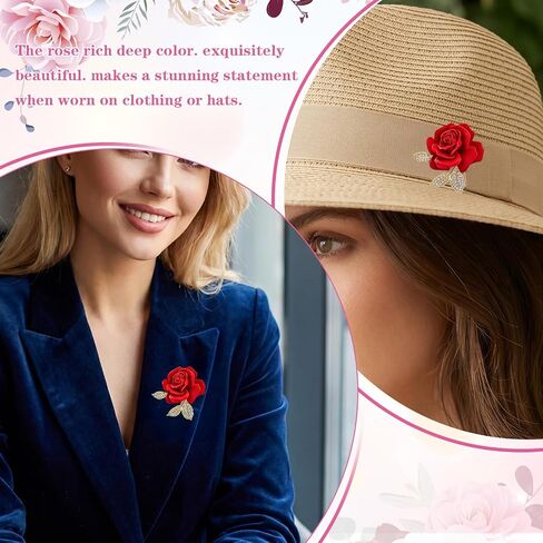 Ymapinc 2PCS Red Rose Brooches, Elegant Floral Pin for Women, Bag Charm for Tote, Hat Accessory, Party Wedding Decoration, Valentine Gift for Mom Girlfriend in Kuwait