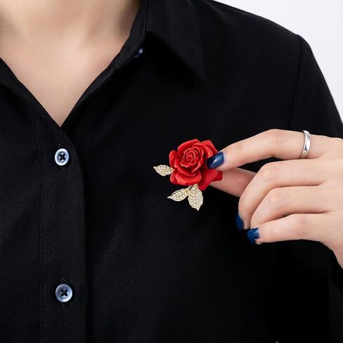Ymapinc 2PCS Red Rose Brooches, Elegant Floral Pin for Women, Bag Charm for Tote, Hat Accessory, Party Wedding Decoration, Valentine Gift for Mom Girlfriend in Kuwait