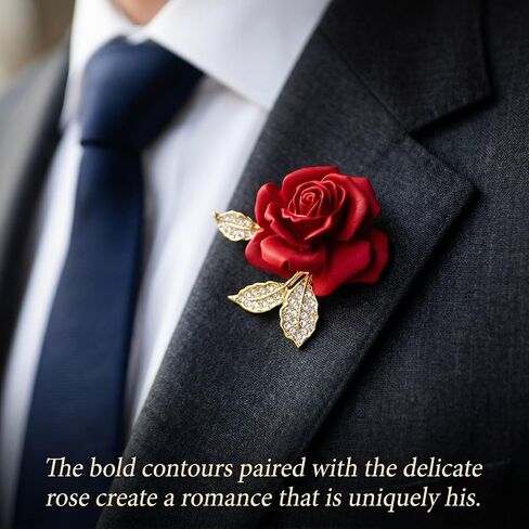 Ymapinc 2PCS Red Rose Brooches, Elegant Floral Pin for Women, Bag Charm for Tote, Hat Accessory, Party Wedding Decoration, Valentine Gift for Mom Girlfriend in Kuwait