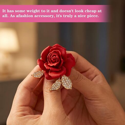 Ymapinc 2PCS Red Rose Brooches, Elegant Floral Pin for Women, Bag Charm for Tote, Hat Accessory, Party Wedding Decoration, Valentine Gift for Mom Girlfriend in Kuwait