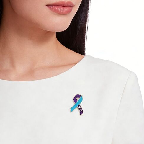 Mental Health Suicide Prevention Awareness Purple Teal Ribbon Pins in Saudi Arabia