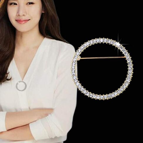 Round Crystals Glasses Holder Brooch Reading Glasses Holder Simple Fashion Design Brooch Pins for Women Fashion Jewelry in Saudi Arabia