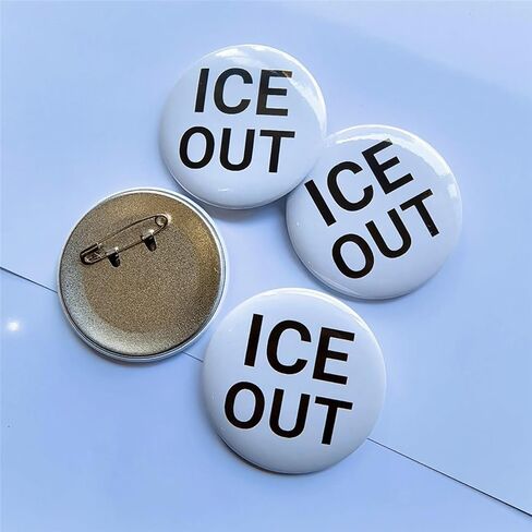 2Pcs Ice Out Pin for Men Women White Black Ice Out Button Pins Anti Ice Movement Lapel Pins Lightweight Political Activism Badge Pins Unique Fashion Round Accessories in Saudi Arabia
