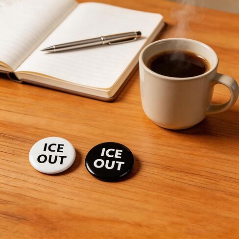 2Pcs Ice Out Pin for Men Women White Black Ice Out Button Pins Anti Ice Movement Lapel Pins Lightweight Political Activism Badge Pins Unique Fashion Round Accessories in Saudi Arabia