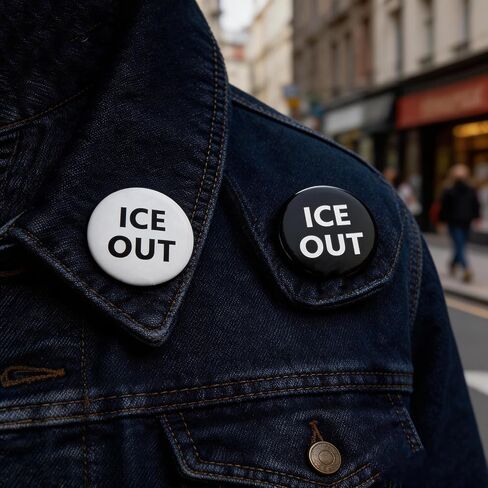 2Pcs Ice Out Pin for Men Women White Black Ice Out Button Pins Anti Ice Movement Lapel Pins Lightweight Political Activism Badge Pins Unique Fashion Round Accessories in Saudi Arabia