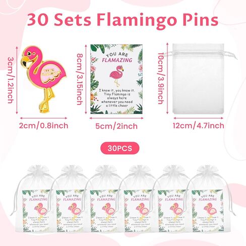 30 Sets Flamingo Gifts for Women Pins Employee Appreciation Gifts Bulk Flamingo Party Decorations Favors with Card and Organza Bag for Team Motivational Supplies in Saudi Arabia