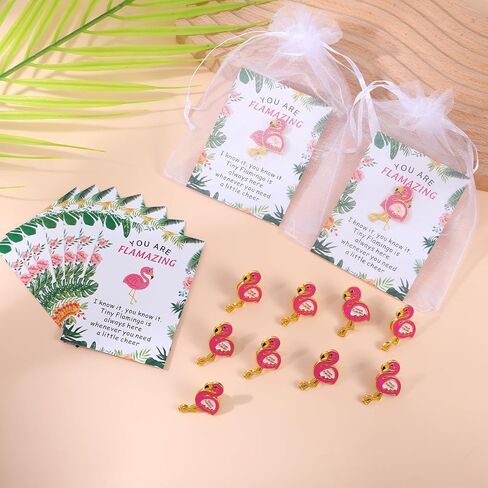 30 Sets Flamingo Gifts for Women Pins Employee Appreciation Gifts Bulk Flamingo Party Decorations Favors with Card and Organza Bag for Team Motivational Supplies in Saudi Arabia