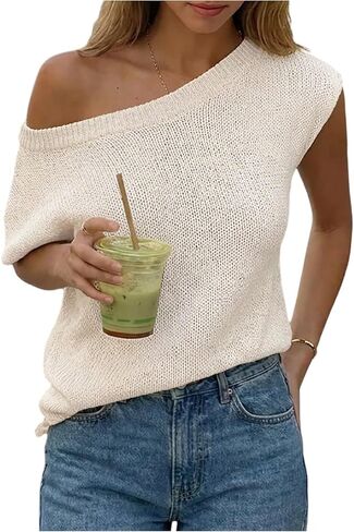 Verdusa Women's Off The Shoulder Tops Crochet Cap Sleeve Summer Going Out Top in Saudi Arabia