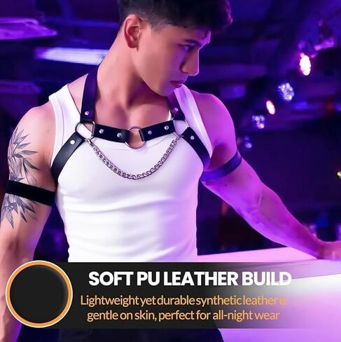 Mens Harness，Sexy Men，Chest Harness Men，Chest Harness，Leather Harness，Chest Strap，Sexy Lingerie for Men，PU Leather Body Chest for Men Sexy Punk Body Harness Belt in Saudi Arabia