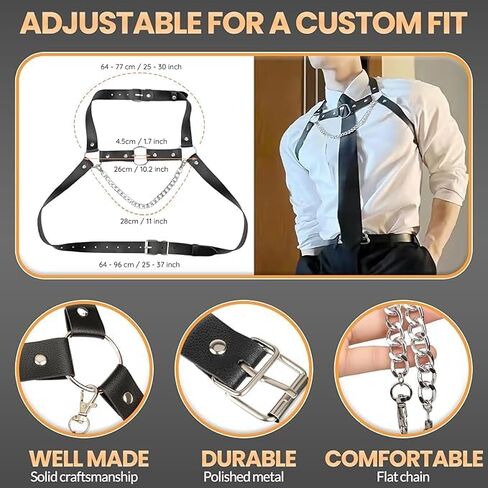 Mens Harness，Sexy Men，Chest Harness Men，Chest Harness，Leather Harness，Chest Strap，Sexy Lingerie for Men，PU Leather Body Chest for Men Sexy Punk Body Harness Belt in Saudi Arabia