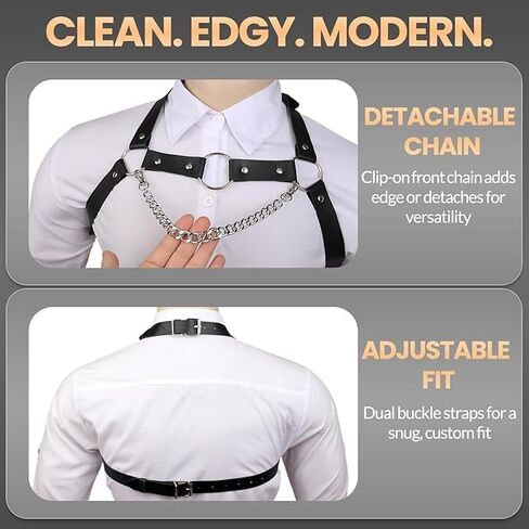 Mens Harness，Sexy Men，Chest Harness Men，Chest Harness，Leather Harness，Chest Strap，Sexy Lingerie for Men，PU Leather Body Chest for Men Sexy Punk Body Harness Belt in Saudi Arabia