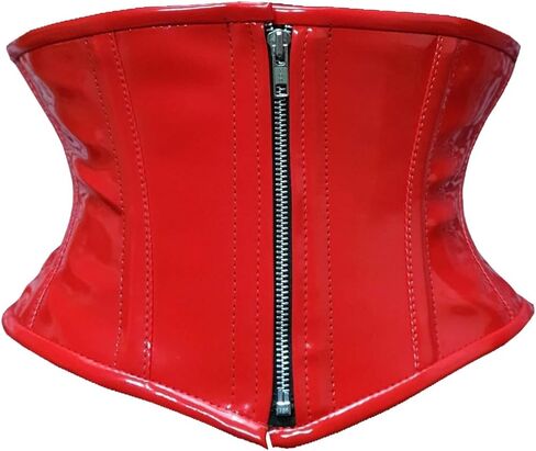 Heavy Duty Steel boned Patent Mini cincher Corset PVC Waist training Zipper Cosplay Corset C22P in Saudi Arabia