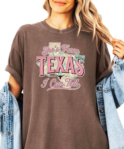 She's from Texas Shirt for Women Trendy I can Tell Country Girl Graphic Tee in Kuwait