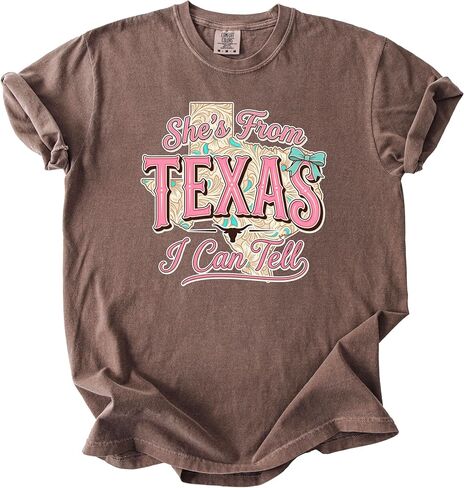 She's from Texas Shirt for Women Trendy I can Tell Country Girl Graphic Tee in Kuwait