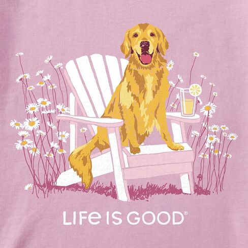 Life is Good - Womens Realisn'T Golden Retriever Adiro T-Shirt, Color Violet Purple, Size: XX-Large in Kuwait