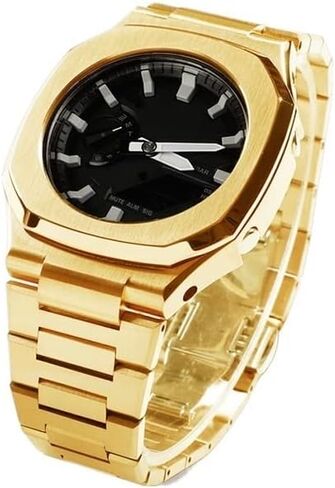 Metal Band for Gasioak GA2100 Nautilus Modificaied Kit Set Luxury Rubber Strap for GA2110 Bezel Stainless Steel Correa Breacelet (Color : Metal Gold, Size : for GA2100/2110) in Saudi Arabia