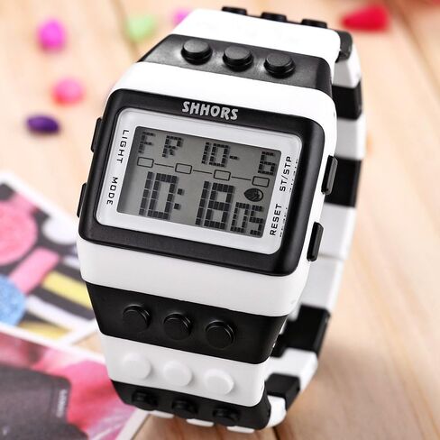 Men's Ladies Blocks Constructor Digital LED Backlight Alarm Sport Wrist Watch in Saudi Arabia