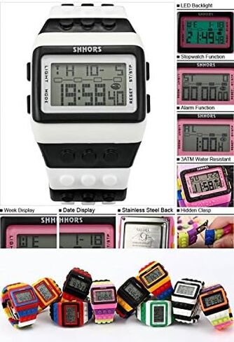 Men's Ladies Blocks Constructor Digital LED Backlight Alarm Sport Wrist Watch in Saudi Arabia