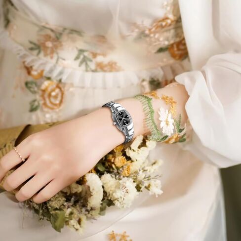 OLEVS Watch for Women Ladies Watches Small Square Face Waterproof Womens Dress Watches Tungsten Steel Analog Quartz Silver Women's Wrist Watch Black Dial in Kuwait