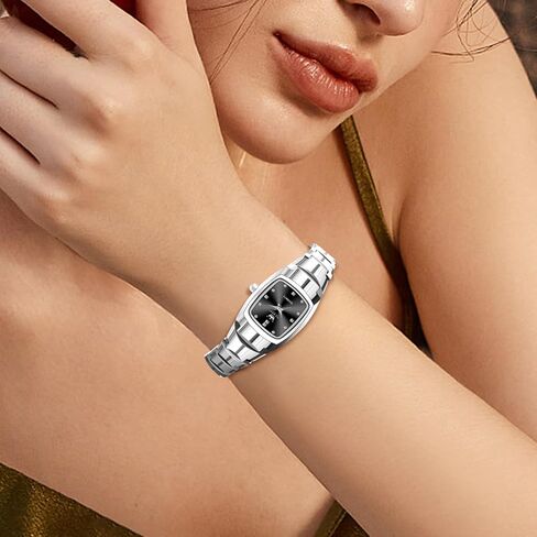OLEVS Watch for Women Ladies Watches Small Square Face Waterproof Womens Dress Watches Tungsten Steel Analog Quartz Silver Women's Wrist Watch Black Dial in Kuwait