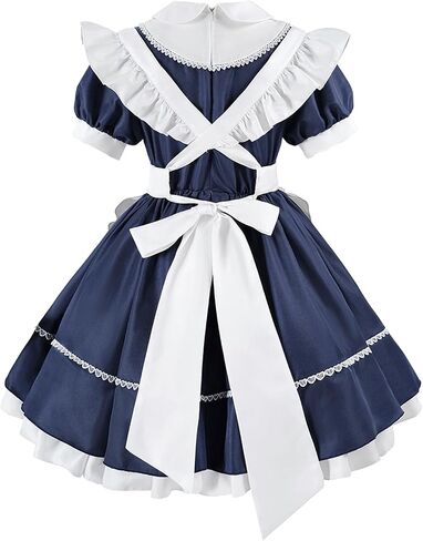 Maid Costume Women Cute Lolita Dress Adult Maid Outfit with Bow & Apron for Anime Cosplay in Kuwait