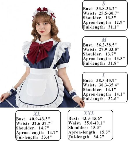 Maid Costume Women Cute Lolita Dress Adult Maid Outfit with Bow & Apron for Anime Cosplay in Kuwait