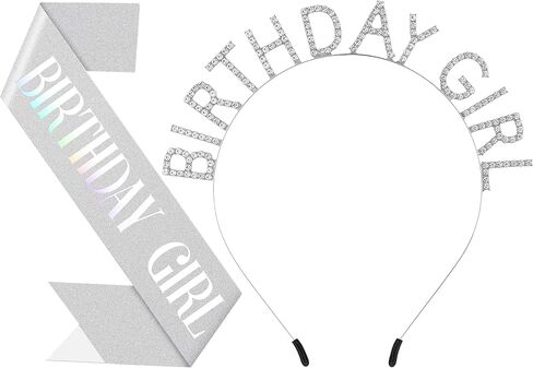 Birthday Headband with Sash for Women, Birthday Crwon Tiara for Decorations in Saudi Arabia
