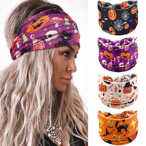 Olbye 4th of July Headbands Patriotic American Flag Hairband USA Red White Blue Headband Wide Turban Knotted Head Band Stars Bandana Independence Day Hair Accessories for Women 4Pcs(USA A) in Kuwait