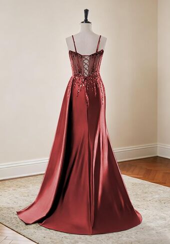 Sparkly Beaded Prom Dresses with Slit 2026 Satin Mermaid Formal Dress for Women in Kuwait