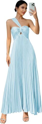 One Shoulder A Line Bridesmaid Dresses Long Satin Formal Wedding Guest Evening Dress in Saudi Arabia