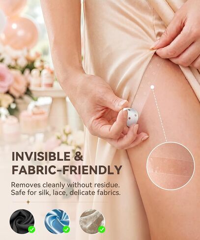 Dress Tape Fabric to Skin, Clear Fashion Tape for Women Double Sided, Fits Wedding Clothes Closet Malfunctions, Unique Breathable Hole Design, Skin-Friendly and Non-irritating, 50 Strips in Saudi Arabia
