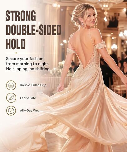 Dress Tape Fabric to Skin, Clear Fashion Tape for Women Double Sided, Fits Wedding Clothes Closet Malfunctions, Unique Breathable Hole Design, Skin-Friendly and Non-irritating, 50 Strips in Saudi Arabia