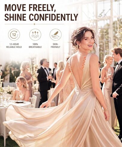 Dress Tape Fabric to Skin, Clear Fashion Tape for Women Double Sided, Fits Wedding Clothes Closet Malfunctions, Unique Breathable Hole Design, Skin-Friendly and Non-irritating, 50 Strips in Saudi Arabia