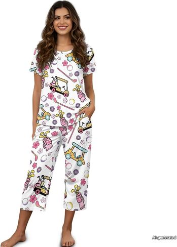 Pajamas Set for Women Short Sleeve Womens Lounge Sets 2 Piece Outfits Summer Pjs with Pants Comfy Sleepwear in Saudi Arabia