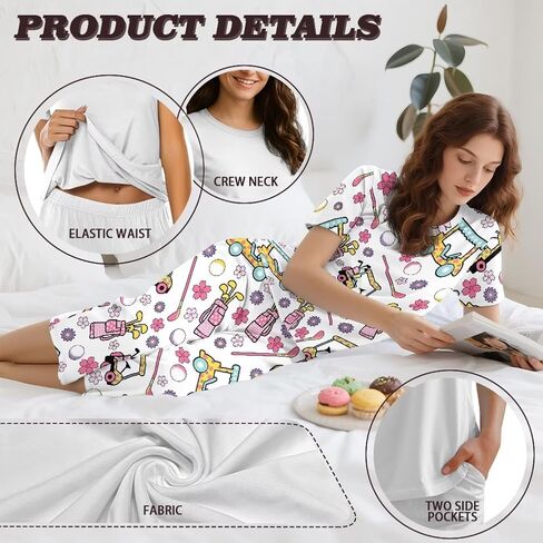 Pajamas Set for Women Short Sleeve Womens Lounge Sets 2 Piece Outfits Summer Pjs with Pants Comfy Sleepwear in Saudi Arabia