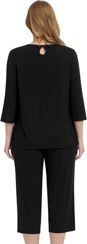 NACHILA Pajamas for Women-Viscose Made from Bamboo, 3/4 Sleeve Capri Pajama Set Soft Sleepwear 2 Piece Pjs in Kuwait