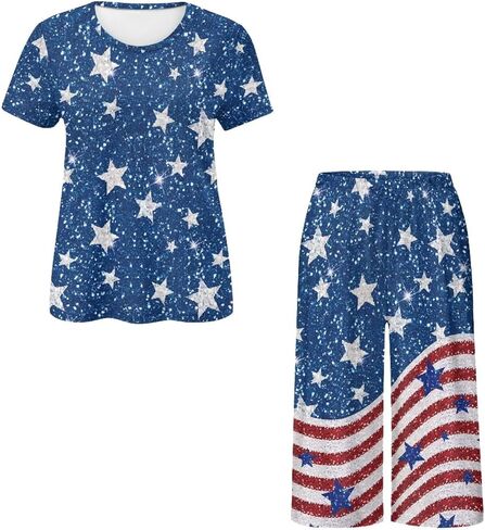 Pajamas Set for Women Short Sleeve Womens Lounge Sets 2 Piece Outfits Summer Pjs with Pants Comfy Sleepwear in Saudi Arabia