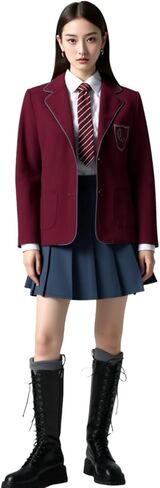 AwwwCos Women The Musical Cosplay Costume Red School Uniform Dress Full Suit Skirt Tie Halloween Party Outfit in Saudi Arabia
