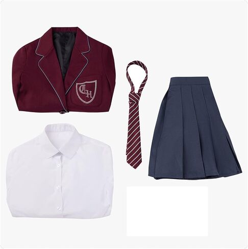 AwwwCos Women The Musical Cosplay Costume Red School Uniform Dress Full Suit Skirt Tie Halloween Party Outfit in Saudi Arabia