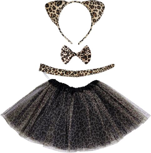 Marrywindix Brown Leopard Costume Tutu Set Animal Fancy Dress Costume Kit Halloween Party Dress Up Accessories in Saudi Arabia