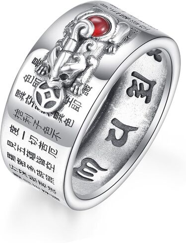 Feng Shui Ring 925 Sterling Silver Red Agate Pi Xiu Ring Wealth Lucky Pi Xiu Jewelry Gifts for Men Women Ring Size 11 in Saudi Arabia