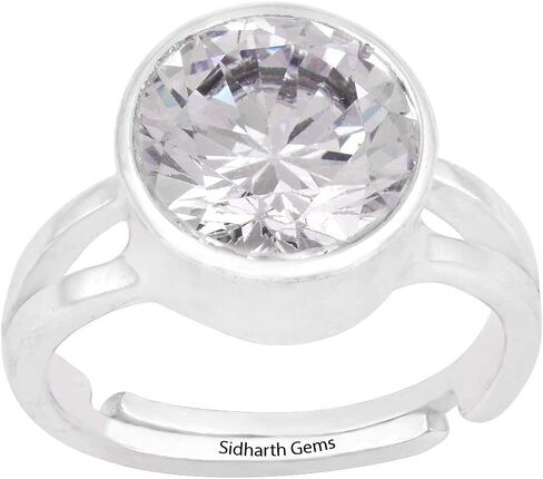 Natural Quality 19.25 Ratti White Cubic Zirconia Adjustable Silver Ring for Men Women in Saudi Arabia