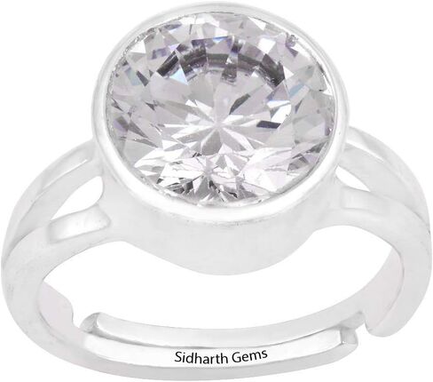 Natural Quality 19.25 Ratti White Cubic Zirconia Adjustable Silver Ring for Men Women in Saudi Arabia