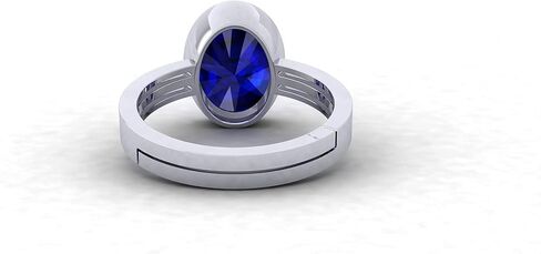Untreatet Unheated 16.25 Ratti 15.00 Carat AAA+ Grade Natural Blue Sapphire Neelam Silver Plated Adjustable Gemstone Ring for Women Men (Certified by in Saudi Arabia