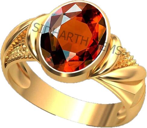 16.00 Ratti Gomed Ring Natural Quality & Original Stone Panchdhatu & Ashtadhatu Metal Adjustable Ring Rashi Ratna Loose Gemstone Gold Plated Ring for Men and Women in Kuwait