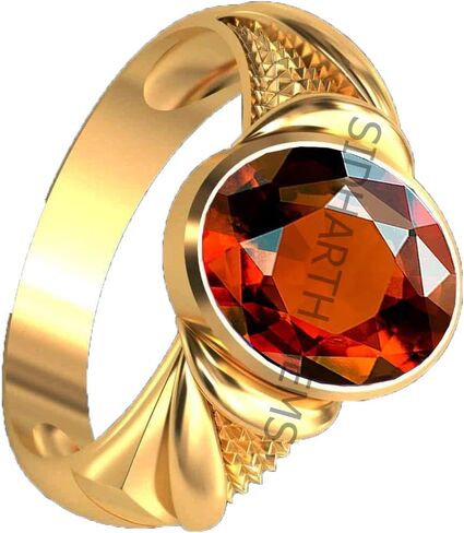 16.00 Ratti Gomed Ring Natural Quality & Original Stone Panchdhatu & Ashtadhatu Metal Adjustable Ring Rashi Ratna Loose Gemstone Gold Plated Ring for Men and Women in Kuwait