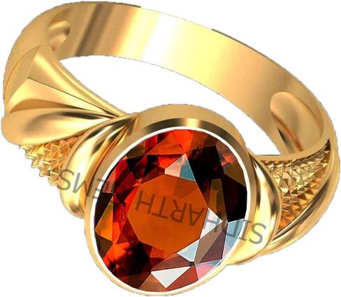 16.00 Ratti Gomed Ring Natural Quality & Original Stone Panchdhatu & Ashtadhatu Metal Adjustable Ring Rashi Ratna Loose Gemstone Gold Plated Ring for Men and Women in Kuwait